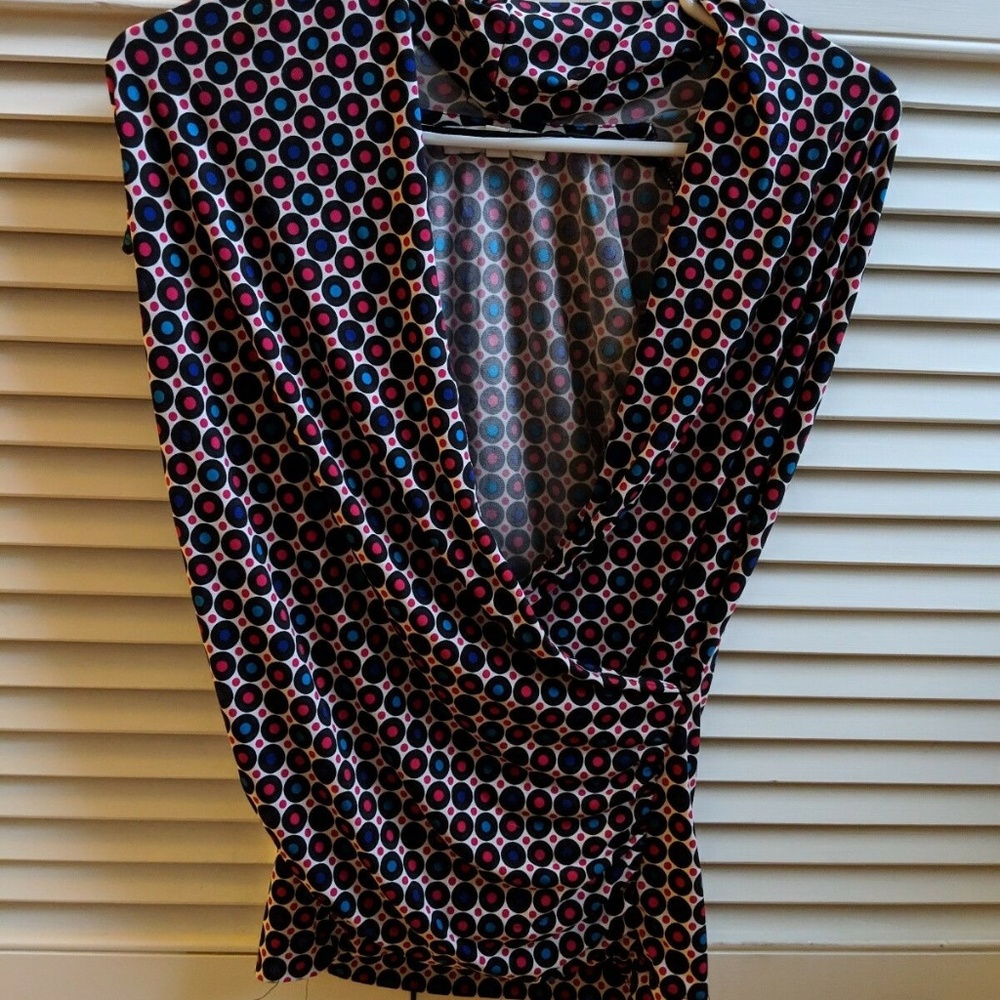 Chaus New York Blouse Dots Small Pink Blue Black